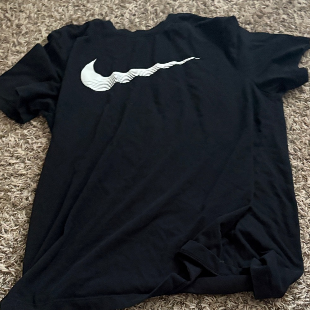 Nike Men's Black Tee with White Logo